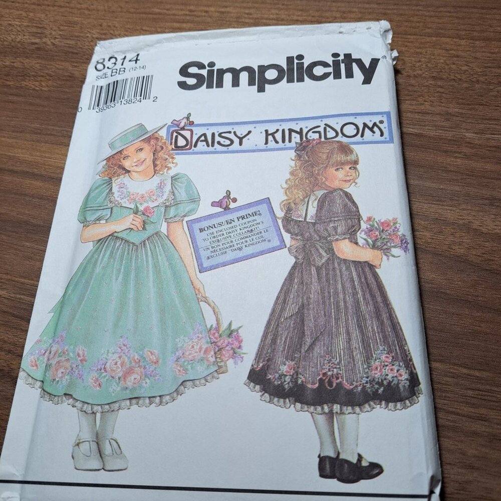 VTG‎ Simplicity Pattern #8314 Daisy Kingdom Dress 1993 UNCUT Sz BB 12-14